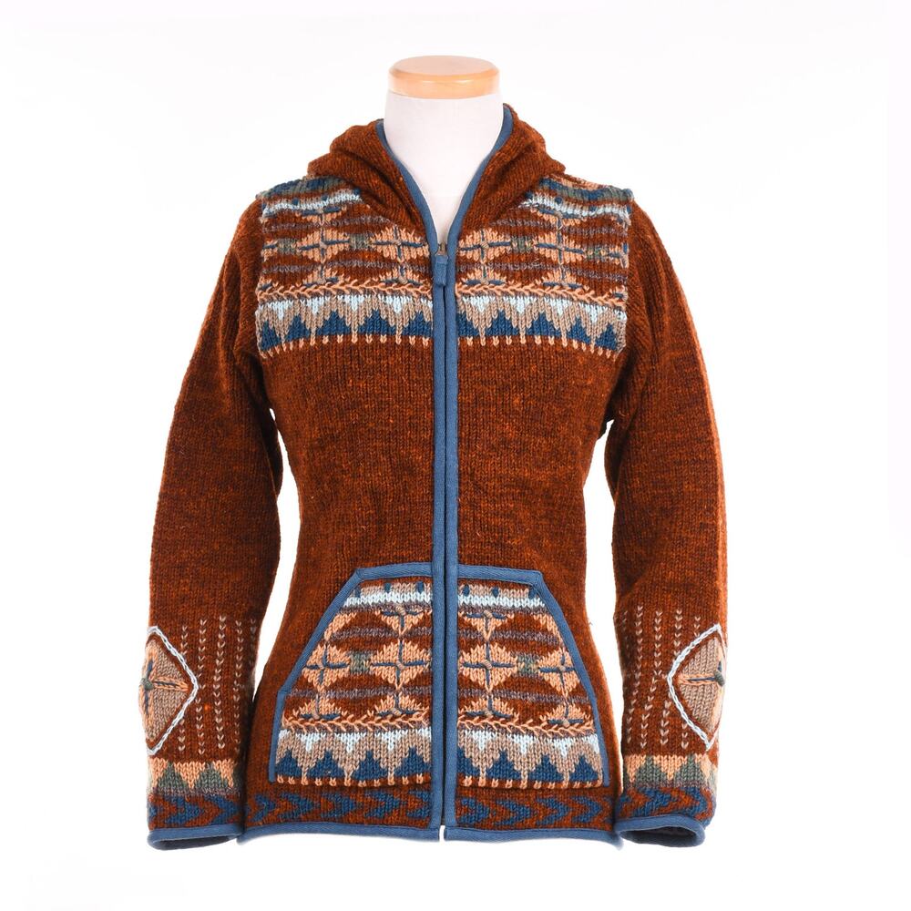 Dakotah Hooded Wool Sweater with Western Pattern